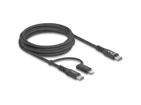 Delock - USB-kabel - 24 pin USB-C (hann) til Lightning, 24 pin USB-C (hann) - USB 3.0 - 3 A - 2 m - USB-C Power Delivery (60W) - svart