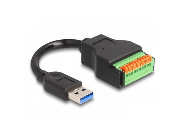Delock - USB-adapterkabel - USB-type A (hann) til 10-pins terminalblokk - USB 3.2 Gen 1 - 15 cm - trykknapp, 2,54 mm stigning, stripped ends - svar...