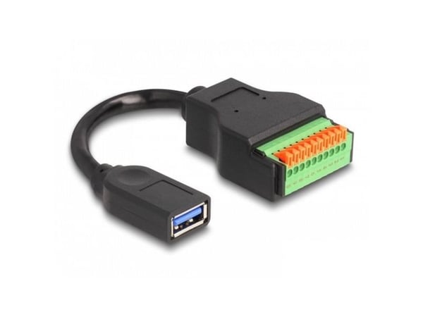 Delock - USB-adapterkabel - USB-type A (hunn) til 10-pins terminalblokk - USB 3.2 Gen 1 - 15 cm - trykknapp, 2,54 mm stigning, stripped ends - svar...