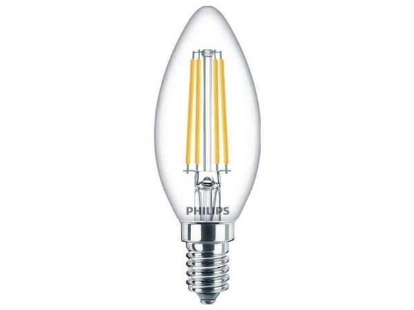 Philips CorePro - LED-filamentlyspære - form: B35 - klar finish - E14 - 6.5 W (ekvivalent 60 W) - klasse E - varmt hvitt lys - 2700 K