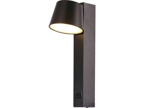 VTAC 8W vegglampe svart 3000K med USB