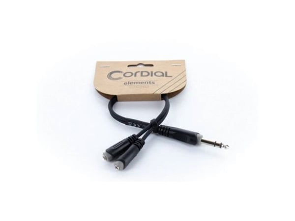 Cordial EY 0.3 VYY, 6.35mm, Hankjønn, 2 x 3.5mm, Hunkjønn, 0,3 m, Svart