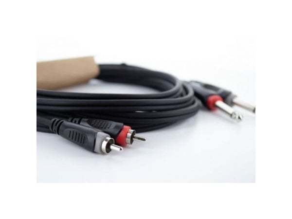 Cordial 14840, 2 x 6.35mm, Hankjønn, 2 x RCA, Hankjønn, 1,5 m, Svart, Rød
