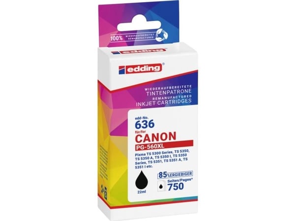 Edding EDD-636, Sort, 22 ml, 1 stykker, 750 sider, Enkeltpakke