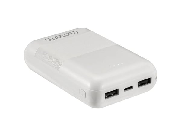 4smarts VoltHub Go2 - Strømbank - 10000 mAh - 10.5 watt - 2.1 A - 3 utgangskontakter (USB-C, 2 x USB) - på kabel: USB-C - hvit
