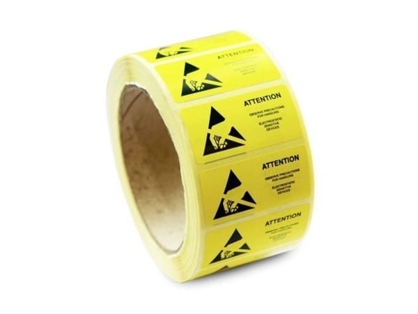 Antistatisk ESD-etikett 1000 stk Gul (L x B) 50 mm x 25 mm 055-0002 selvklebende