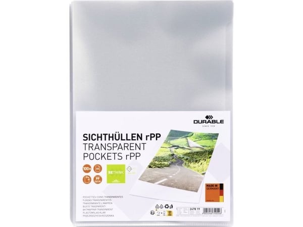 Durable 247819, A4, Läpinäkyvä, Polypropeeni (PP), 0,1 mm, 218 mm, 305 mm