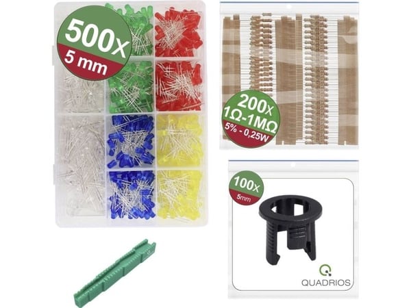 Quadrios 24O196 LED-valikoima Punainen, vihreä, keltainen, sininen, sininen, valkoinen 20 mA 3 V
