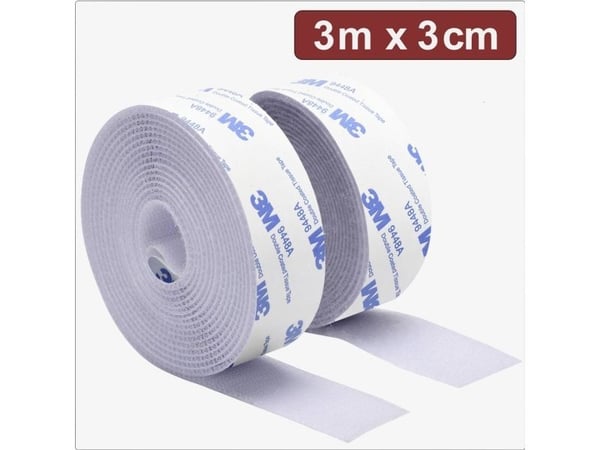 Quadrios 24CA324 kardborre för fastlimning - fäst- och mjukdel - L x B 3 m x 3 cm - vit (24CA324)