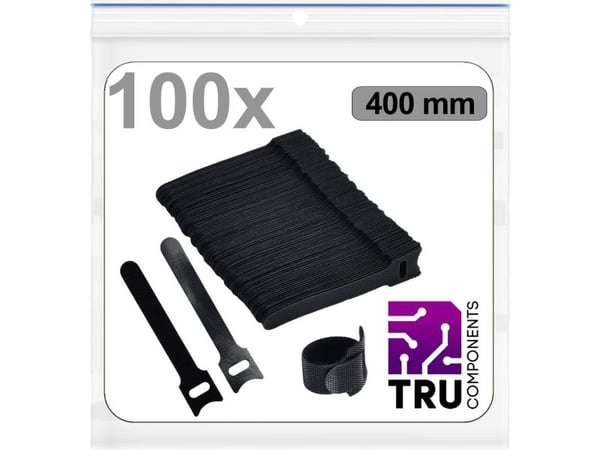 TRU COMPONENTS T24CA100 buntband för montering, statisk loop, (L x B) 400 x 16 mm, svart, 100 st