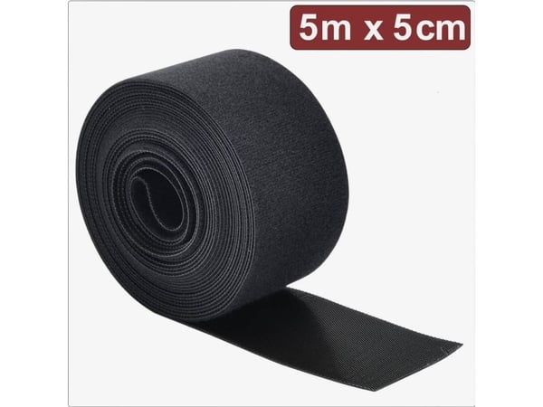 Quadrios 24CA310 Kardborreband för buntning - fäst- och luddpart  L x B 5 m x 5 cm svart (24CA310) (5)