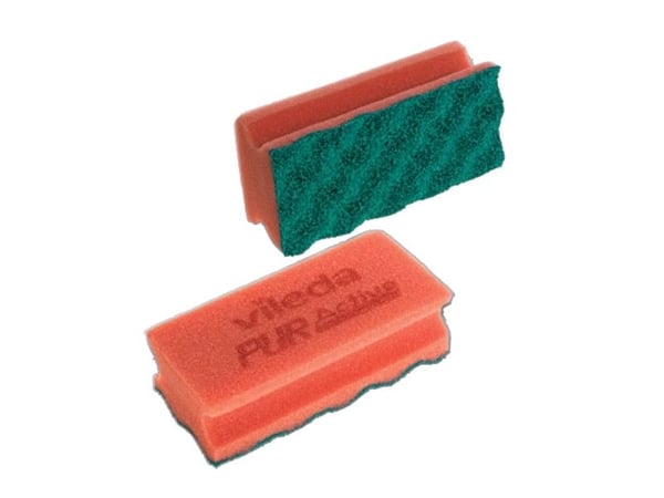 Skuresvamp, Vileda PurActive High, 15x7x6,5cm, rød, PU, fin skureeffekt, ripefri - (10 stk.)