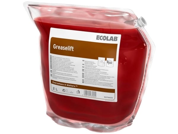 ECOLAB KitchenPro Greaselift - Rengjøringsmiddel/fettfjerner - væske - plastpung - 2 L - profesjonell - konsentrert