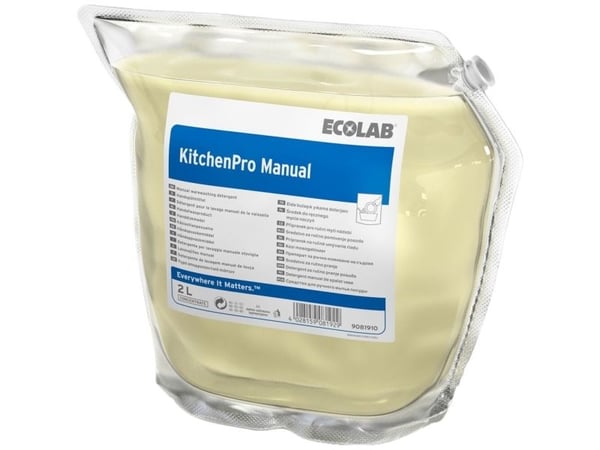ECOLAB KitchenPro Manual - Vaskemiddel - væske - plastpung - 2 L - profesjonell - konsentrert (en pakke 2)