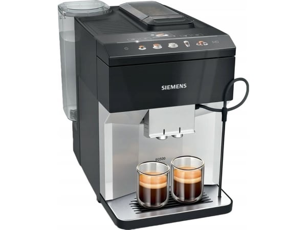 Siemens TP515R01, Espressokone, 1,9 L, Kahvipavut, Sisäänrakennettu jauhin, 1500 W, musta, Hopea