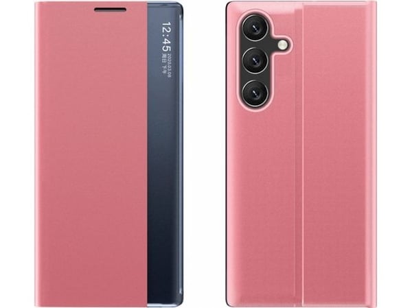 New Sleep-etuiet til Samsung Galaxy S25+ med klaff og stativ - Rosa
