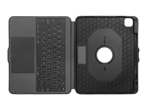 Targus Versavu - Tangentbord och foliefodral - med pekdyna - bakgrundsbelyst - trådlös - Bluetooth 5.0 - QWERTY - Nordisk - svart
