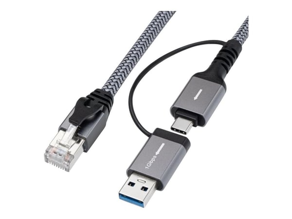 MicroConnect - Nettverkskabel - RJ-45 (hann) til USB-type A, 24 pin USB-C - 3 m - FTP - CAT 6 - USB 3.0 - svart