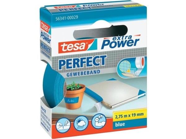 tesa® extra Power stofftape (L x B) 2,75 m x 19 mm Blå 56341-29-2 Innhold: 1 rull(er) (56341-29-2)