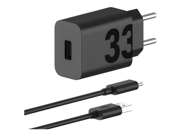 Motorola Turbopower - Strömadapter - 33 Watt - 3 A - Fast Charge (USB) - på kabel: USB-A - mattsvart - Europa