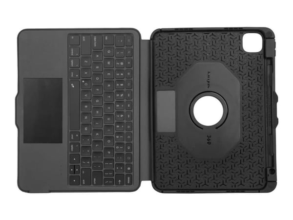 Targus Versavu - Tastatur og folioveske - med styrepute - bakbelysning - trådløs - Bluetooth 5.0 - QWERTY - Nordisk - svart