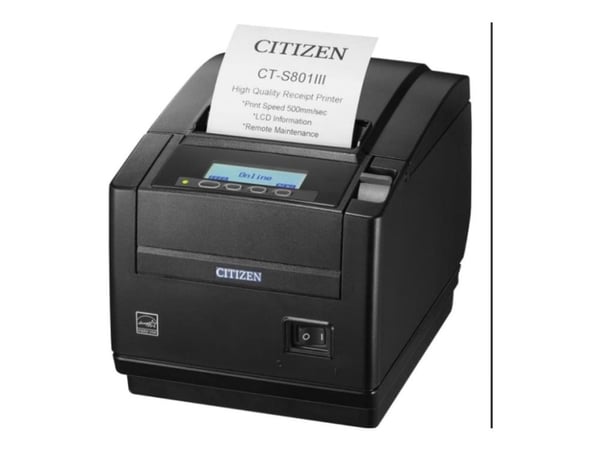 Citizen CT-S801III - Kvitteringsskriver - direktetermisk - Rull (8,25 cm) - 203 dpi - inntil 500 mm/sek - USB 2.0 - kutter - svart