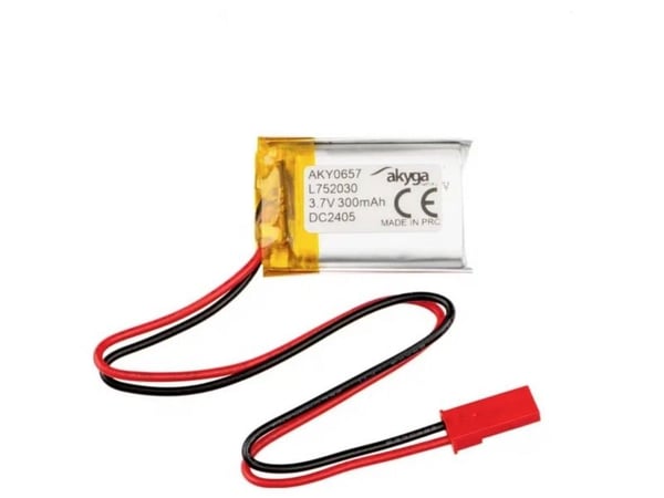 Akyga AKY0657, Batteri, Sølv, Lithium-Ion (Li-Ion), 300 mAh, 3,7 V, 20 mm