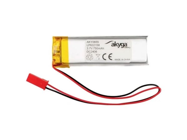 Akyga AKY0655, Akku, Hopea, Litiumioni (Li-Ion), 750 mAh, 3,7 V, 21 mm