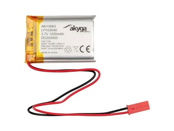 Akyga AKY0663, Batteri, Sølv, Lithium-Ion (Li-Ion), 1200 mAh, 3,7 V, 30 mm