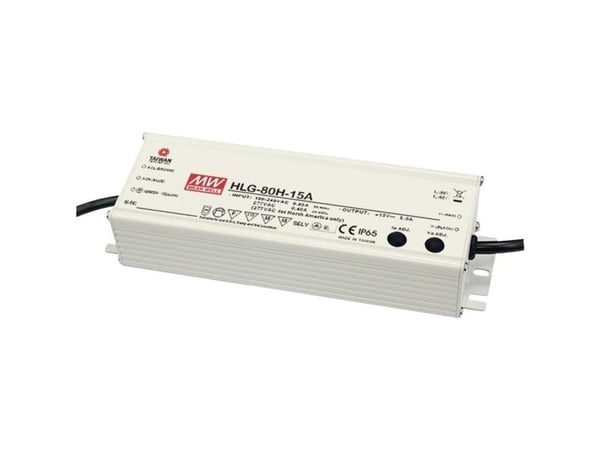 MEAN WELL HLG-80H-24B, 81,6 W, IP67, 62000 timer, -40 - 80 °C, 90 - 305 V, 47 - 63 Hz