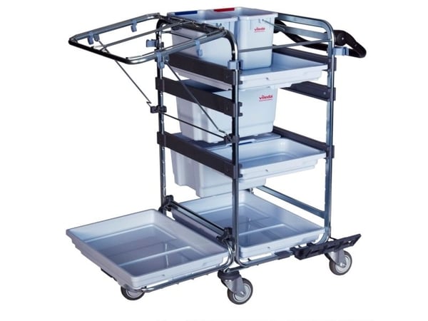 Rengjøringsvogn, Vileda Origo 500 HX, 84x66x105cm, grå, pulverlakkert stål, for befuktningssystem, med...