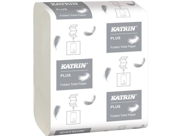 Toiletpapir i ark, Katrin Plus, 2-lags, 23x10,3cm, hvid - (40 stk.)