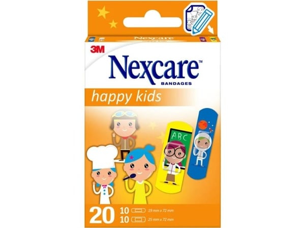 Lasten laastarit, Nexcare Happy Kids, 2 kokoa, valikoituja