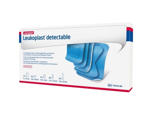 Hæfteplaster, Leukoplast Detectable, blå, ass. størrelser