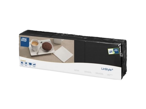 Kahvinservietti, Tork Linstyle, 1-kertainen, 1/4 taitos, 23,8x23,8cm, musta - (14 kpl)