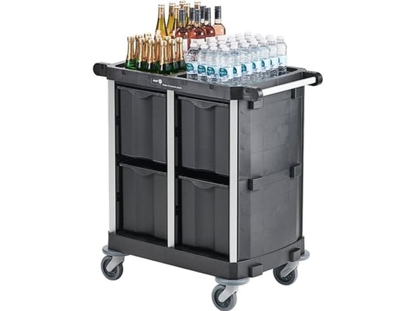 Hotelvogn, Nordic Recycle Trolley 2.0, 1010x560x1070mm, sort, genanvendt HDPE/aluminium, til service