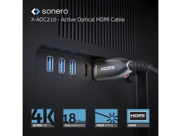 sonero X-AOC210-100, 10 m, HDMI Type A (Standard), HDMI Type A (Standard), Svart