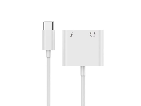 Cablexpert - USB-C til hodetelefonjakk / ladeadapter - USB-C hann til minijakk, USB-C hunn - 10 cm - hvit
