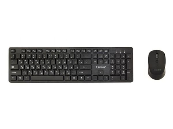 Gembird - Tastatur- og mussett - full size - trådløs - 2.4 GHz - QWERTY - Russisk - svart - fargeboks