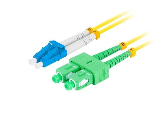 Lanberg - Koblingskabel - LC/UPC-enkeltmodus (hann) til SC/APC-enkeltmodus (hann) - 2 m - 3 mm - fiberoptisk - dupleks - 9 / 125 micron - G.657.A1 ...
