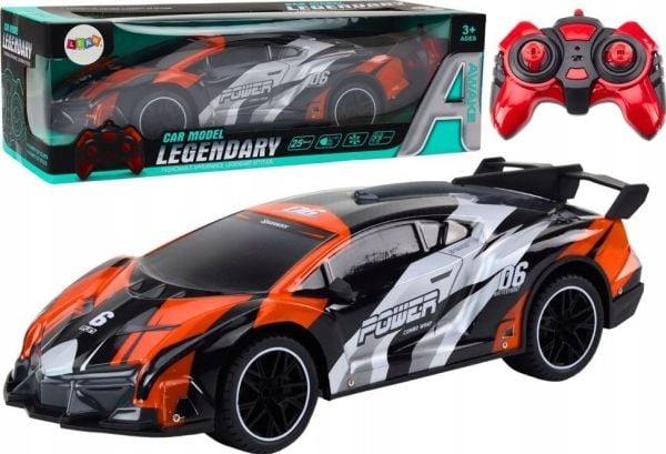 LeanToys RC-bil 1:10 oransje, fjernstyrt, hastighet 25 km/t
