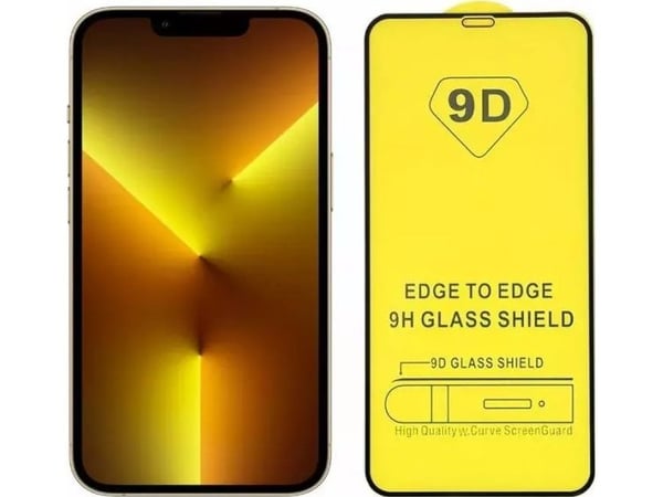 TakeMe 9D hybrid fleksibelt helskjermbeskyttelse i herdet glass til Apple iPhone 14 Pro Max 6,7" (svart ramme)