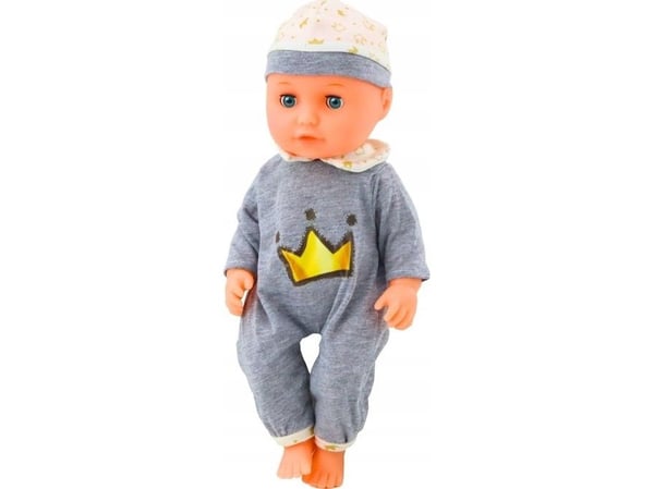 LeanToys babydokke i hvit pysjamas med tisseflaske, lyder