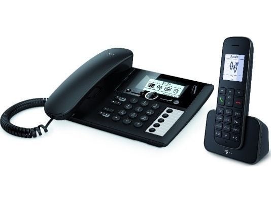Deutsche Telekom Sinus PA 207 plus 1 - Med ledning/trådløs - svarersystem - DECT\GAP - svart + ekstra håndsett
