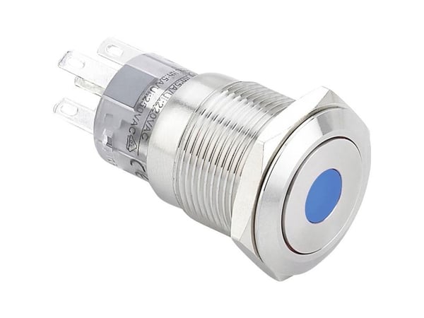TRU COMPONENTS LAS1-AGQ11ZD, BL Väärinkäytösten estävä painike 250 V/AC 5 A 1 x On/On Klikkaava sininen IP67 1 kpl 1 kpl