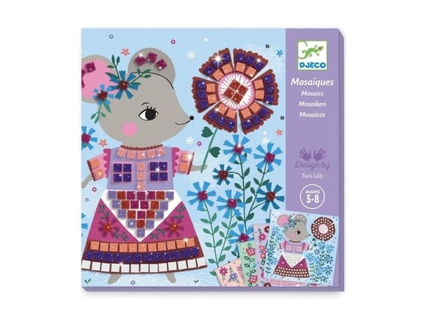 Djeco Mosaikkklippebok med glitter Vakre dyr Djeco