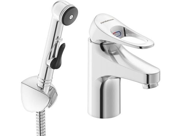 FMM - MORA FM Mattsson 9000XE håndvaskarmatur med koldstart funktion, selvlukkende håndbruser samt 3/8" fleksible tilslutningsslanger