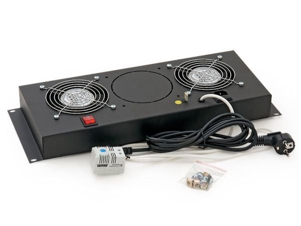 Triton 19" Vertical fan unit - 2 fans, Svart, 4U