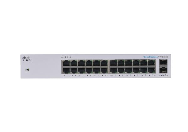 Cisco CBS110, Hallitsematon, L2, Gigabit Ethernet (10/100/1000), Täysin kaksipuolinen, Telineasennus, 1U