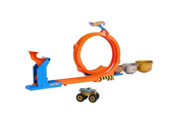 Hot Wheels Monster Trucks LOOP-AND-FLIP TROPHY CHALLENGE lelupakkaus, Autoratalelu, 4 vuosi/vuosia, Muovi, Metalli, Monivärinen